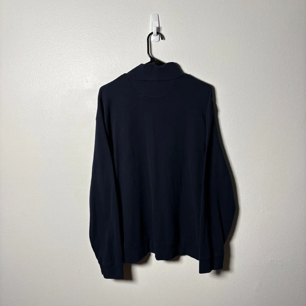 Polo Ralph Lauren Mens XL Navy Blue Quarter Zip Pullover Sweatshirt Grey Pony - Picture 3 of 6